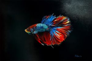 Betta Fish - 2024 Acrylic on canvas, 60x30 cm, Private collection (FI)
