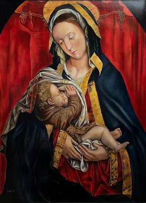Madonna del Latte (ritratto d’autore Defendente Ferrari) - 2022 Acrilico su lino, cm 79x110 Chiesa di S. Cristina a Pimonte (PO)