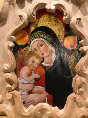 Madonna with Child – 2021 Acrylic on panel, 25x35 cm, Sanctuary of La Verna (AR)